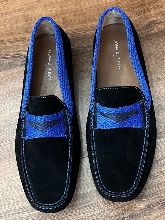 NEW Donald J Pliner Black Blue Suede Drivers Moc Loafers Venice Sz 10 main image 4
